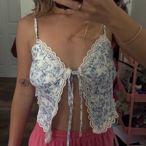SHEIN Blue Floral Lace Camisole